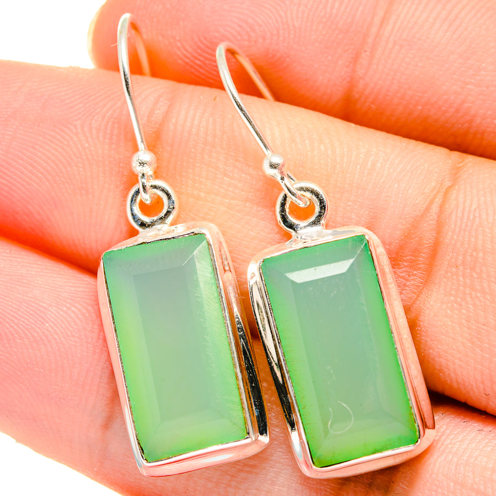 Aqua Chalcedony Earrings handcrafted by Ana Silver Co - EARR422119