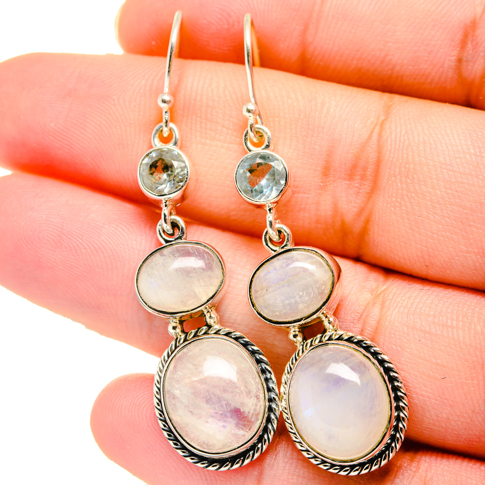Rainbow Moonstone Earrings handcrafted by Ana Silver Co - EARR422120