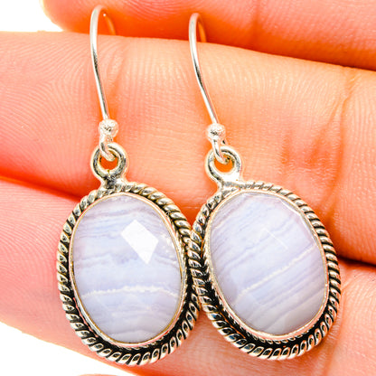 Blue Lace Agate Earrings handcrafted by Ana Silver Co - EARR422124