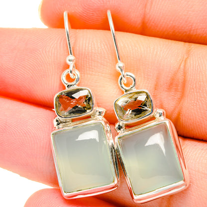 Aqua Chalcedony Earrings handcrafted by Ana Silver Co - EARR422127