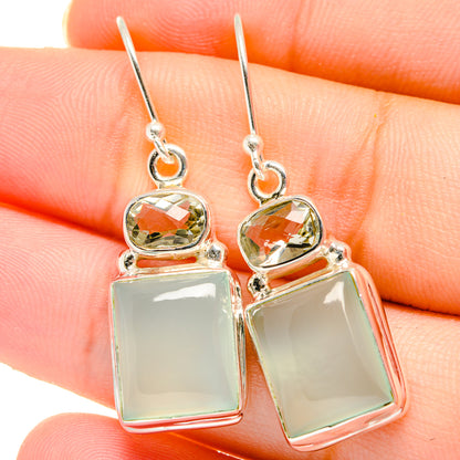 Aqua Chalcedony Earrings handcrafted by Ana Silver Co - EARR422142