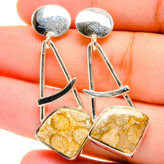 Fossil Coral Earrings handcrafted by Ana Silver Co - EARR422153