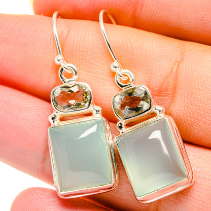 Aqua Chalcedony Earrings handcrafted by Ana Silver Co - EARR422158