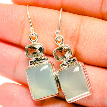 Aqua Chalcedony Earrings handcrafted by Ana Silver Co - EARR422163