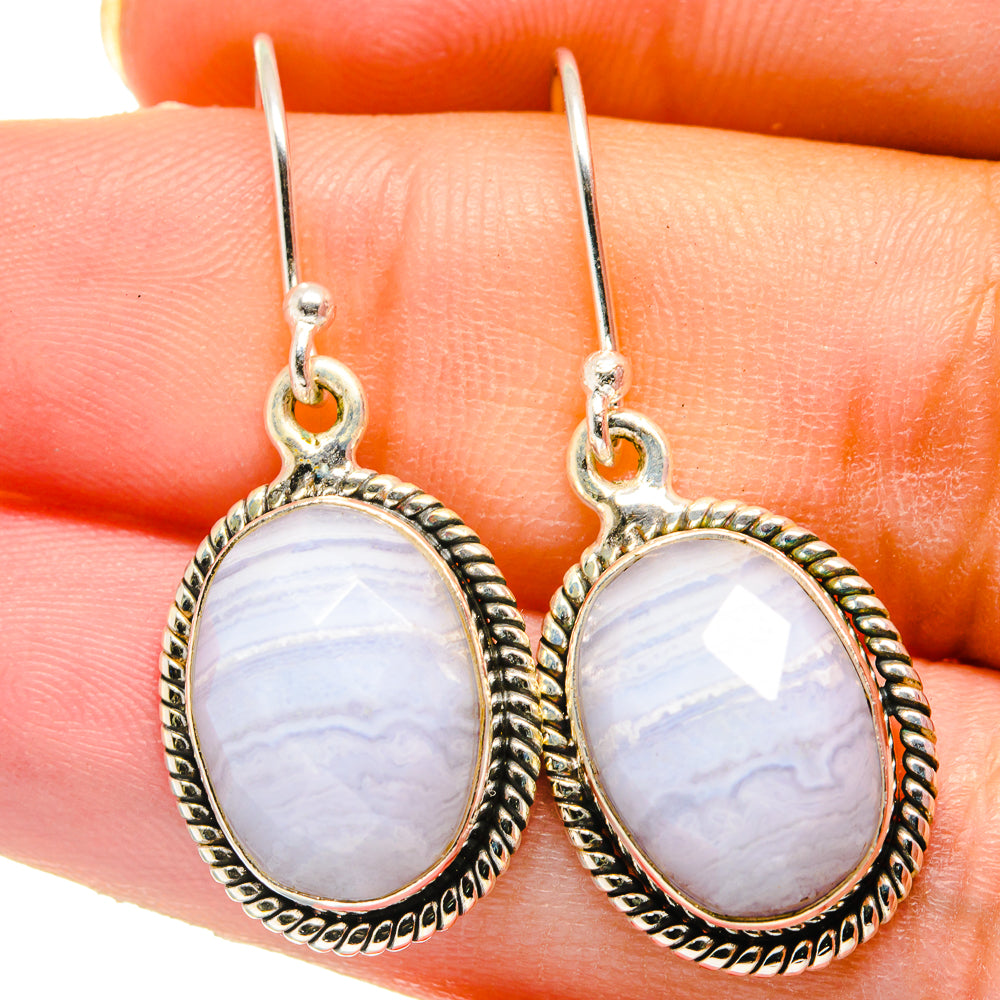 Blue Lace Agate Earrings handcrafted by Ana Silver Co - EARR422168