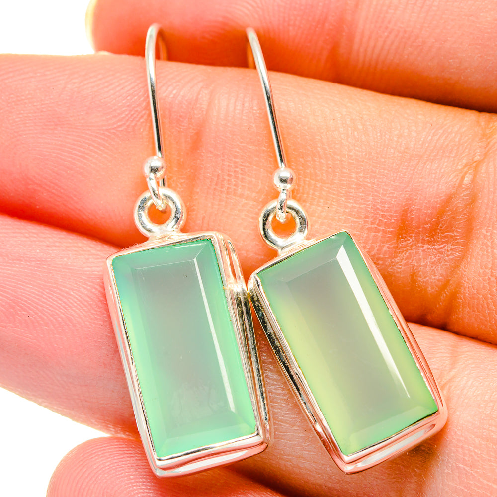 Aqua Chalcedony Earrings handcrafted by Ana Silver Co - EARR422171