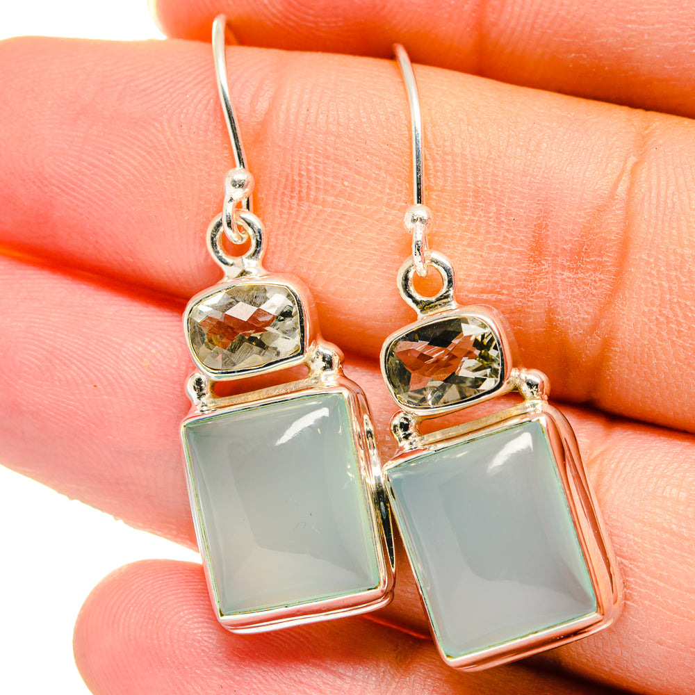 Aqua Chalcedony Earrings handcrafted by Ana Silver Co - EARR422181
