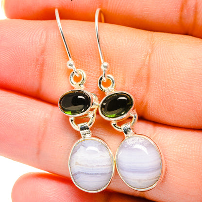 Blue Lace Agate Earrings handcrafted by Ana Silver Co - EARR422189