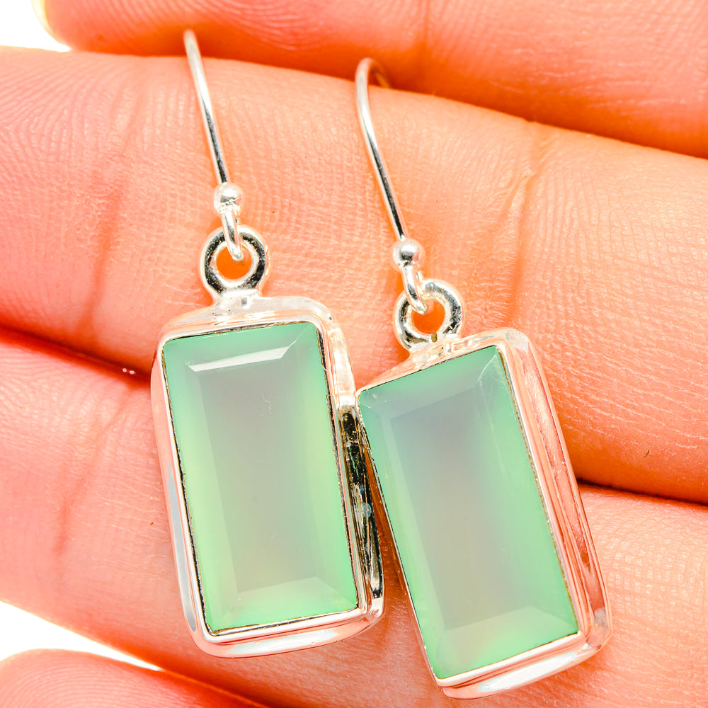 Aqua Chalcedony Earrings handcrafted by Ana Silver Co - EARR422193