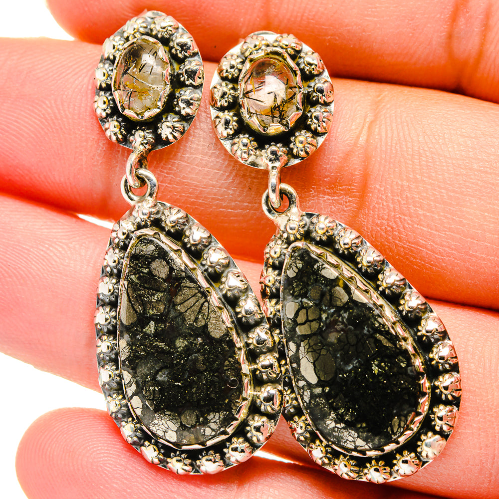 Pyrite Agate Earrings handcrafted by Ana Silver Co - EARR422203