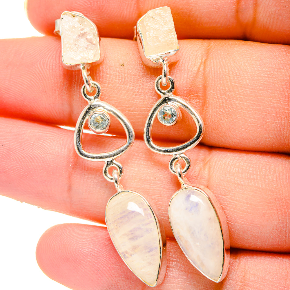 Rainbow Moonstone Earrings handcrafted by Ana Silver Co - EARR422213