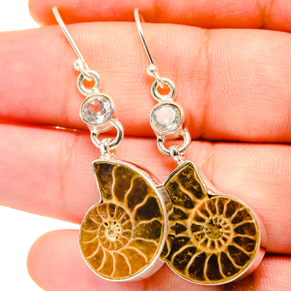 Ammonite Fossil Earrings handcrafted by Ana Silver Co - EARR422231