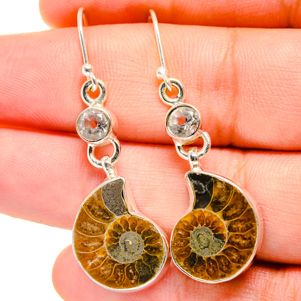 Ammonite Fossil Earrings handcrafted by Ana Silver Co - EARR422246