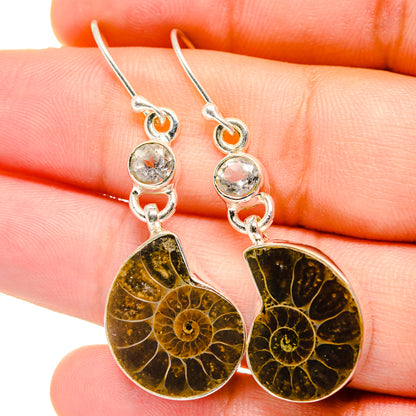 Ammonite Fossil Earrings handcrafted by Ana Silver Co - EARR422251