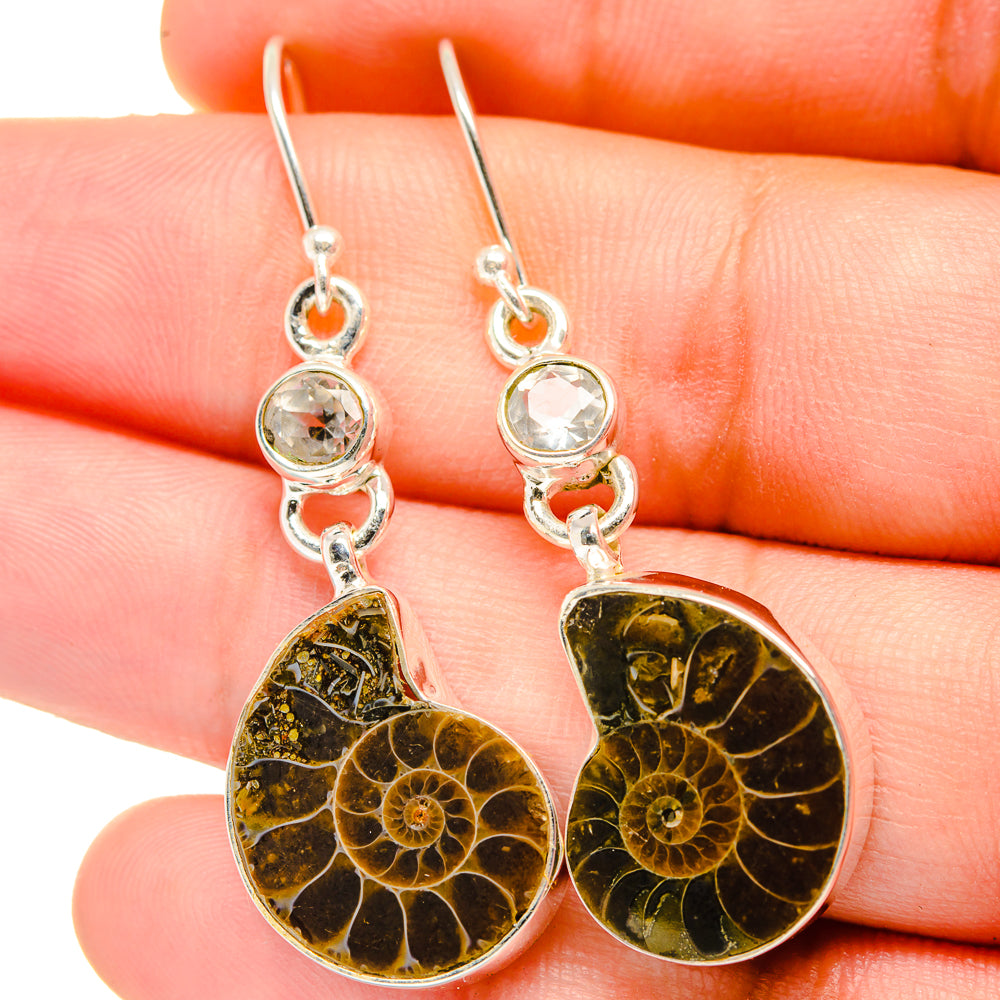 Ammonite Fossil Earrings handcrafted by Ana Silver Co - EARR422257