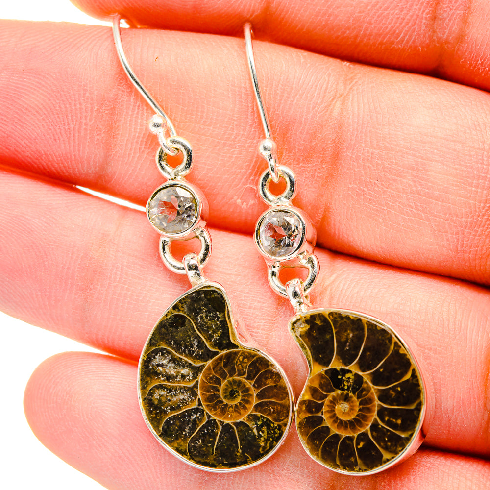 Ammonite Fossil Earrings handcrafted by Ana Silver Co - EARR422282