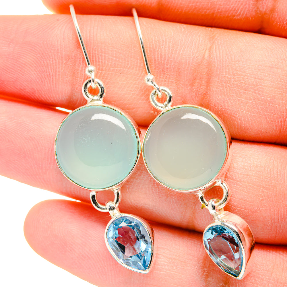 Aqua Chalcedony Earrings handcrafted by Ana Silver Co - EARR422312