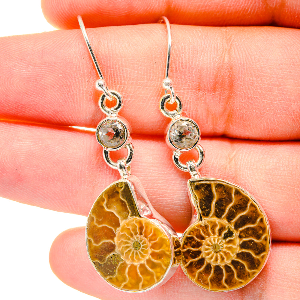 Ammonite Fossil Earrings handcrafted by Ana Silver Co - EARR422313