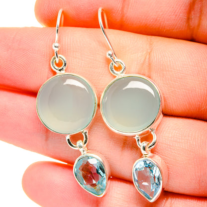 Aqua Chalcedony Earrings handcrafted by Ana Silver Co - EARR422326