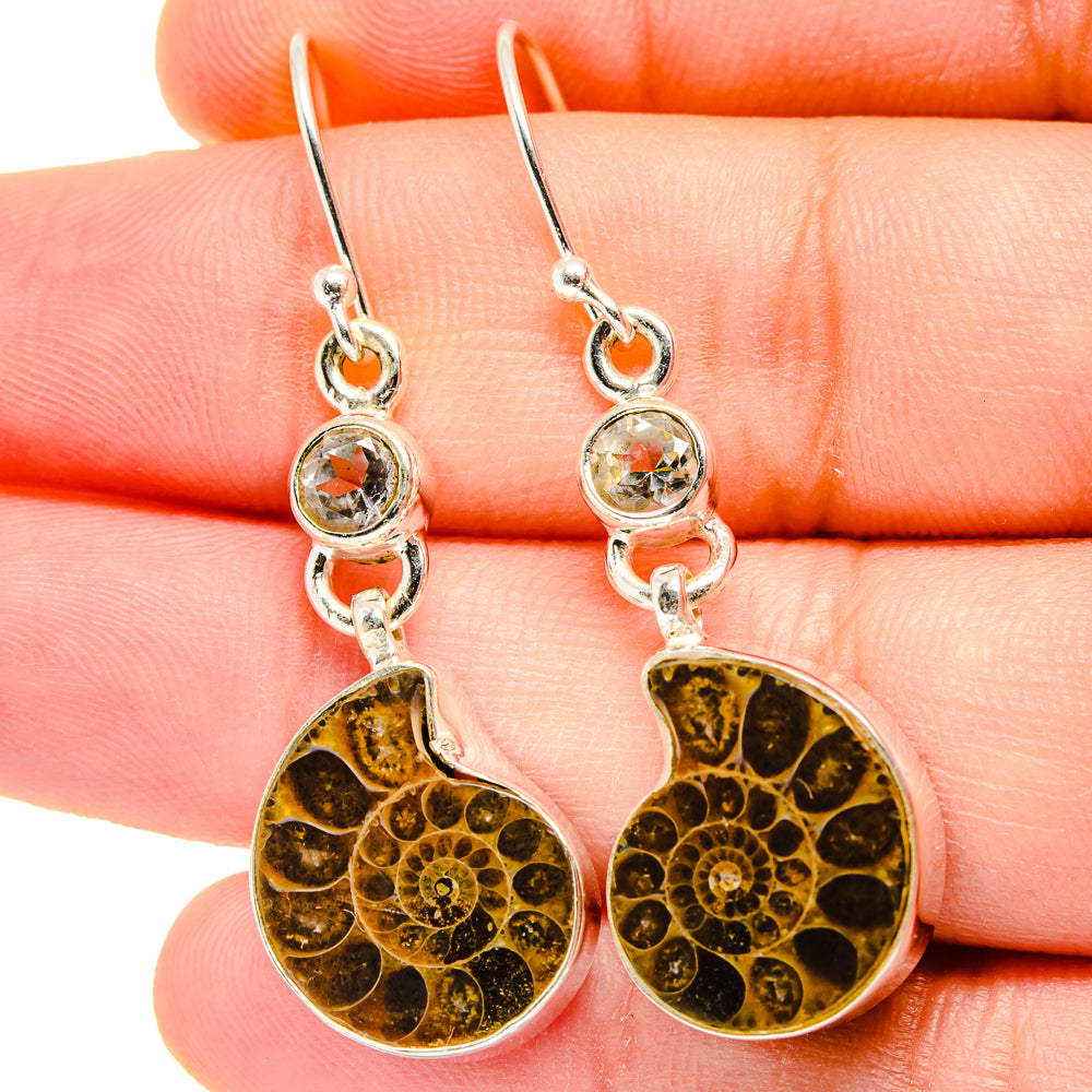 Ammonite Fossil Earrings handcrafted by Ana Silver Co - EARR422335