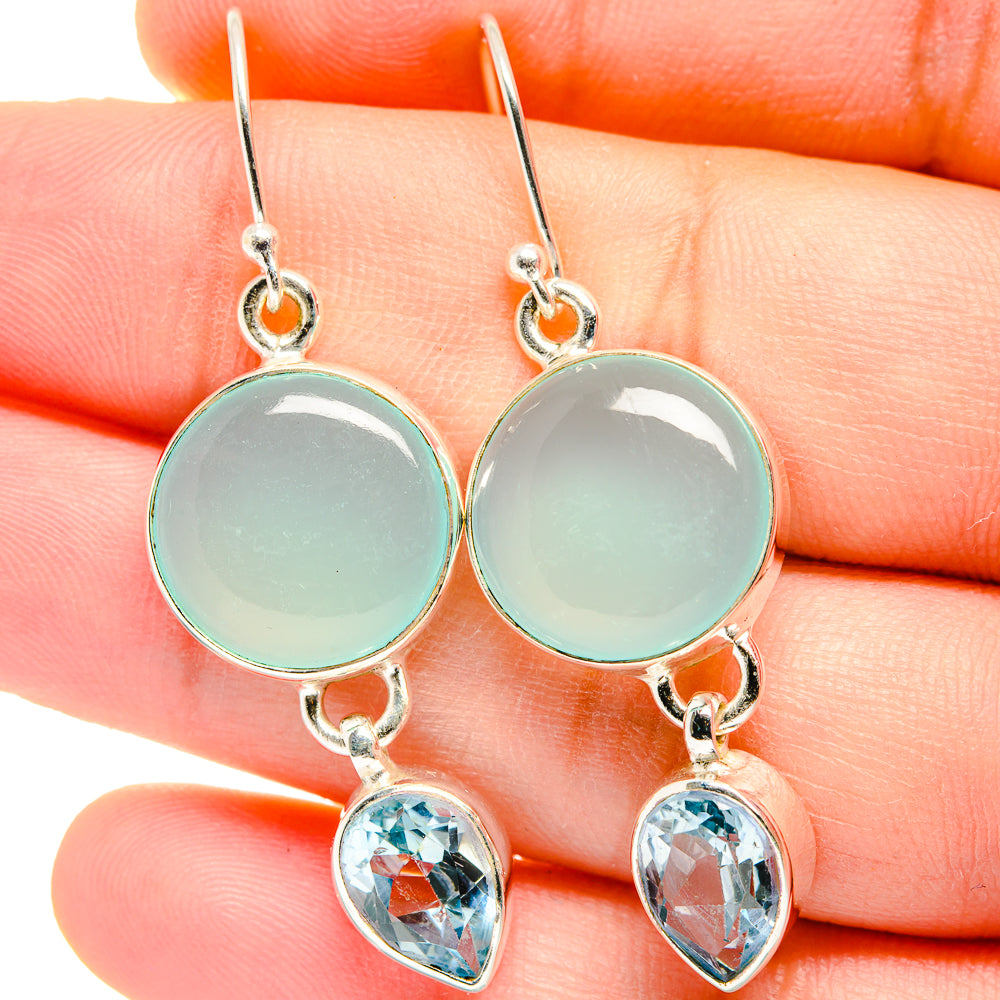 Aqua Chalcedony Earrings handcrafted by Ana Silver Co - EARR422341