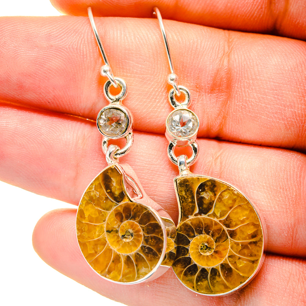 Ammonite Fossil Earrings handcrafted by Ana Silver Co - EARR422364
