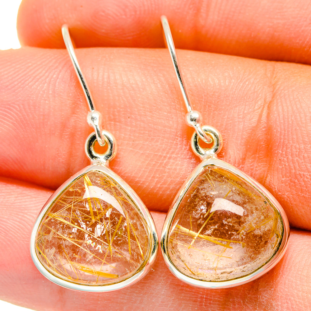 Rutilated Quartz Earrings handcrafted by Ana Silver Co - EARR422370