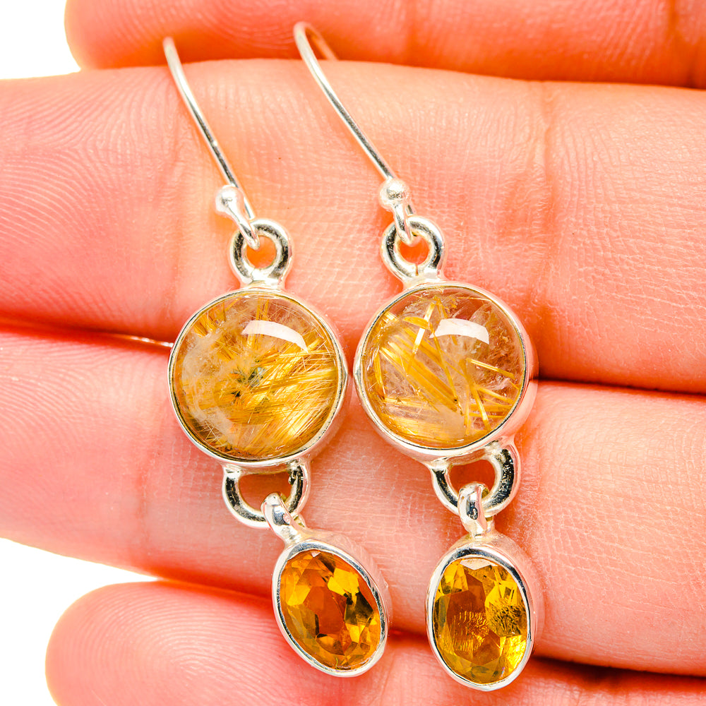 Rutilated Quartz Earrings handcrafted by Ana Silver Co - EARR422371