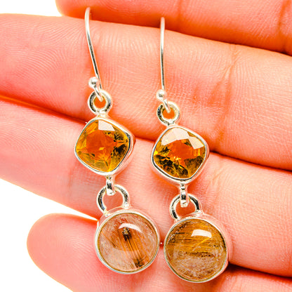 Rutilated Quartz Earrings handcrafted by Ana Silver Co - EARR422373