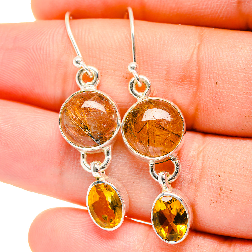 Rutilated Quartz Earrings handcrafted by Ana Silver Co - EARR422378