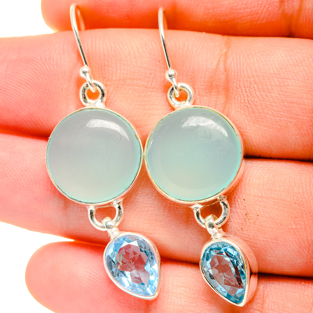 Aqua Chalcedony Earrings handcrafted by Ana Silver Co - EARR422392