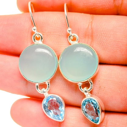 Aqua Chalcedony Earrings handcrafted by Ana Silver Co - EARR422392