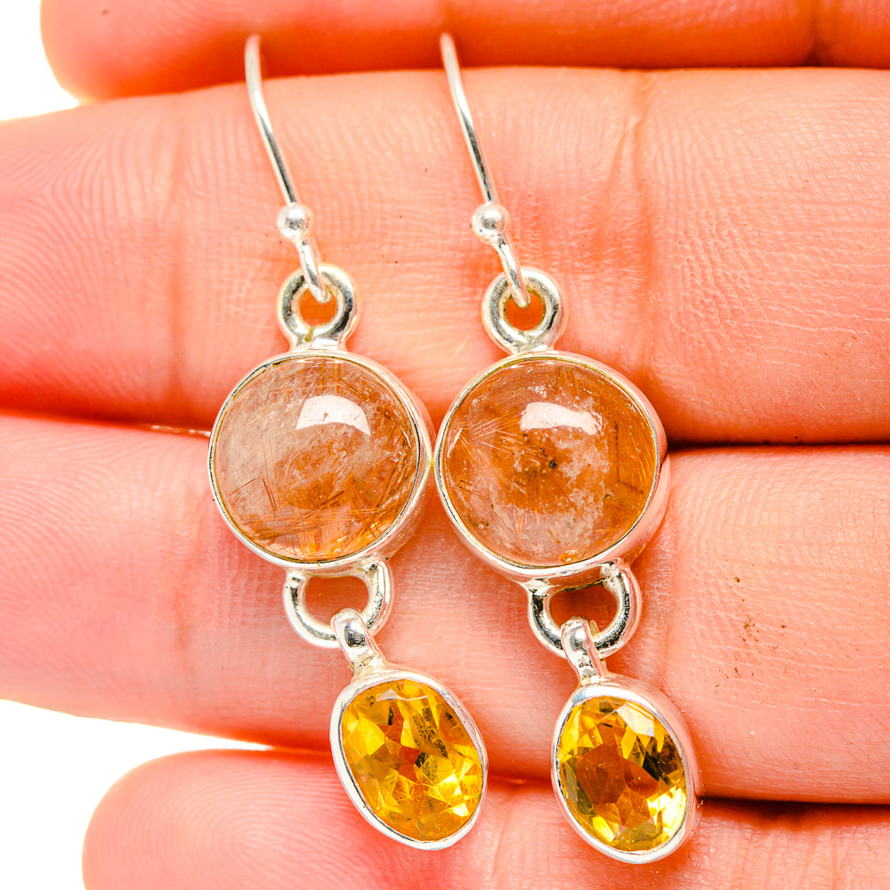 Rutilated Quartz Earrings handcrafted by Ana Silver Co - EARR422397