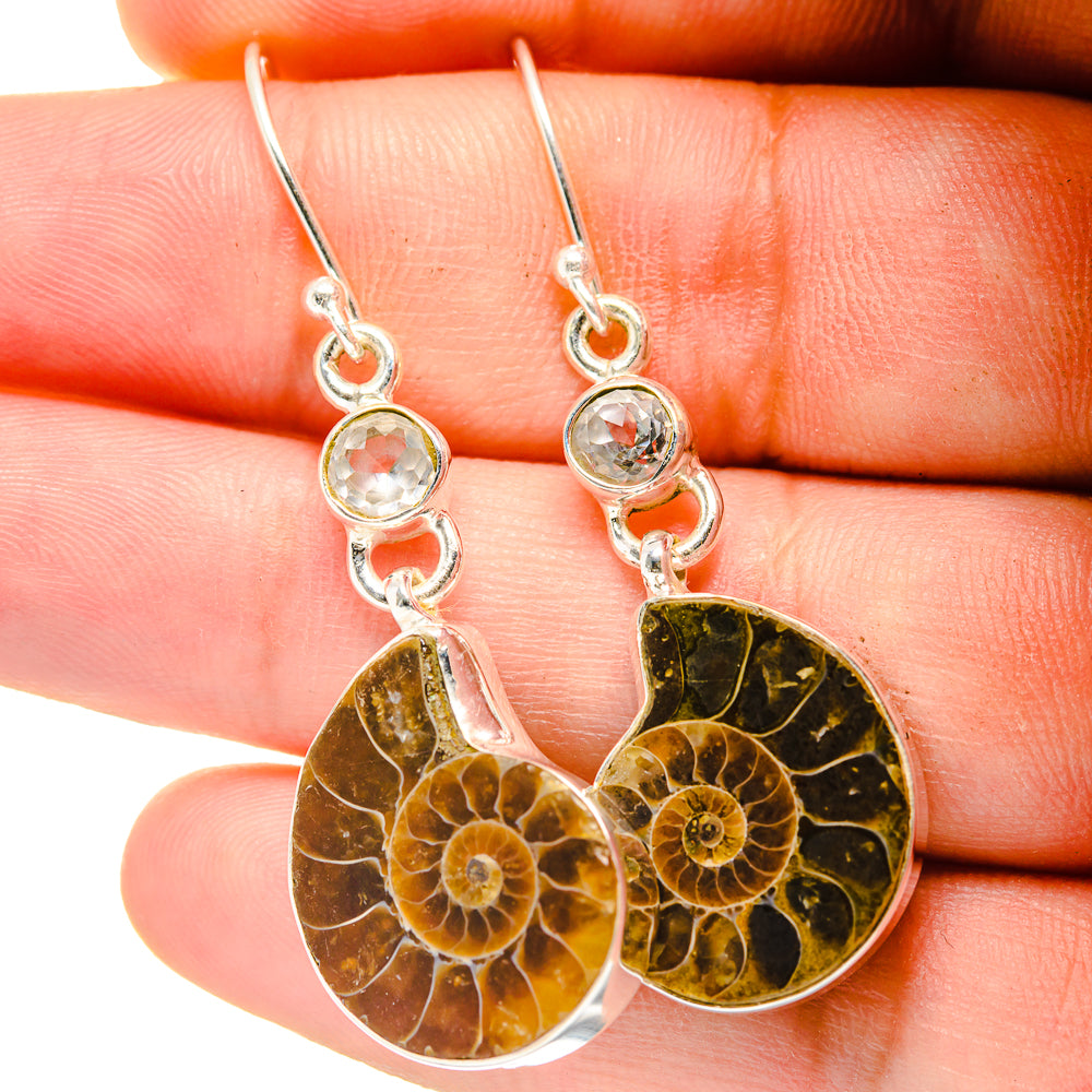 Ammonite Fossil Earrings handcrafted by Ana Silver Co - EARR422399