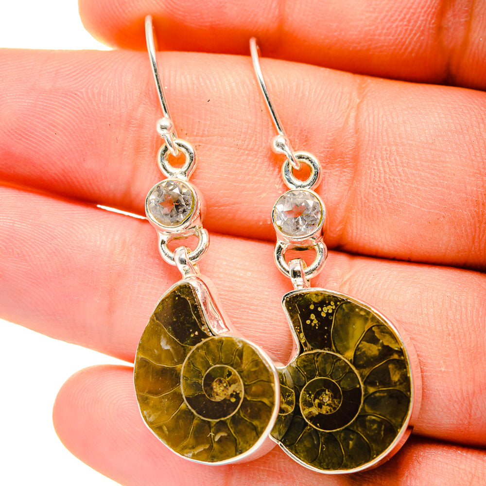 Ammonite Fossil Earrings handcrafted by Ana Silver Co - EARR422403