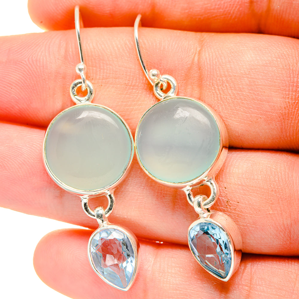 Aqua Chalcedony Earrings handcrafted by Ana Silver Co - EARR422405