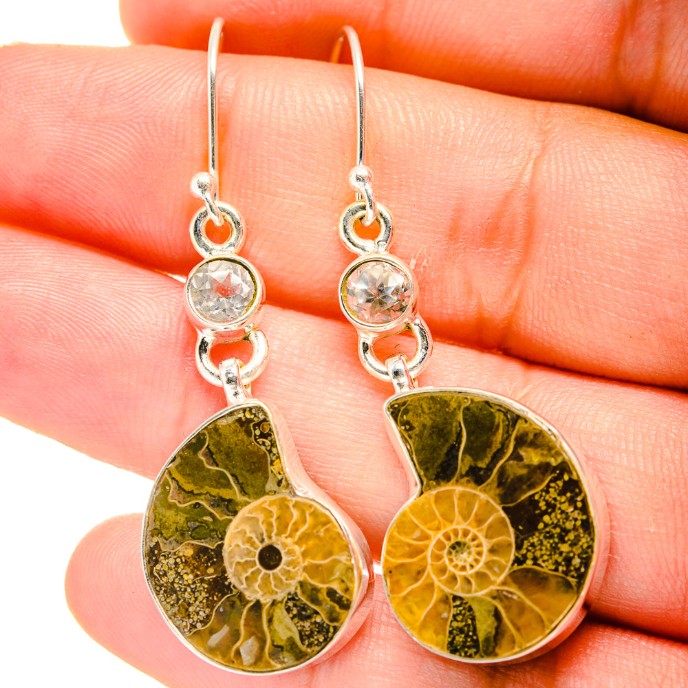 Ammonite Fossil Earrings handcrafted by Ana Silver Co - EARR422413