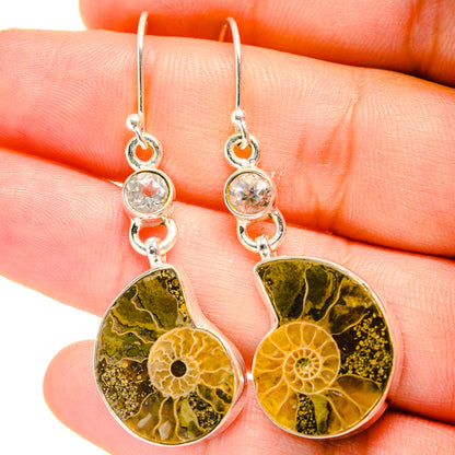 Ammonite Fossil Earrings handcrafted by Ana Silver Co - EARR422413