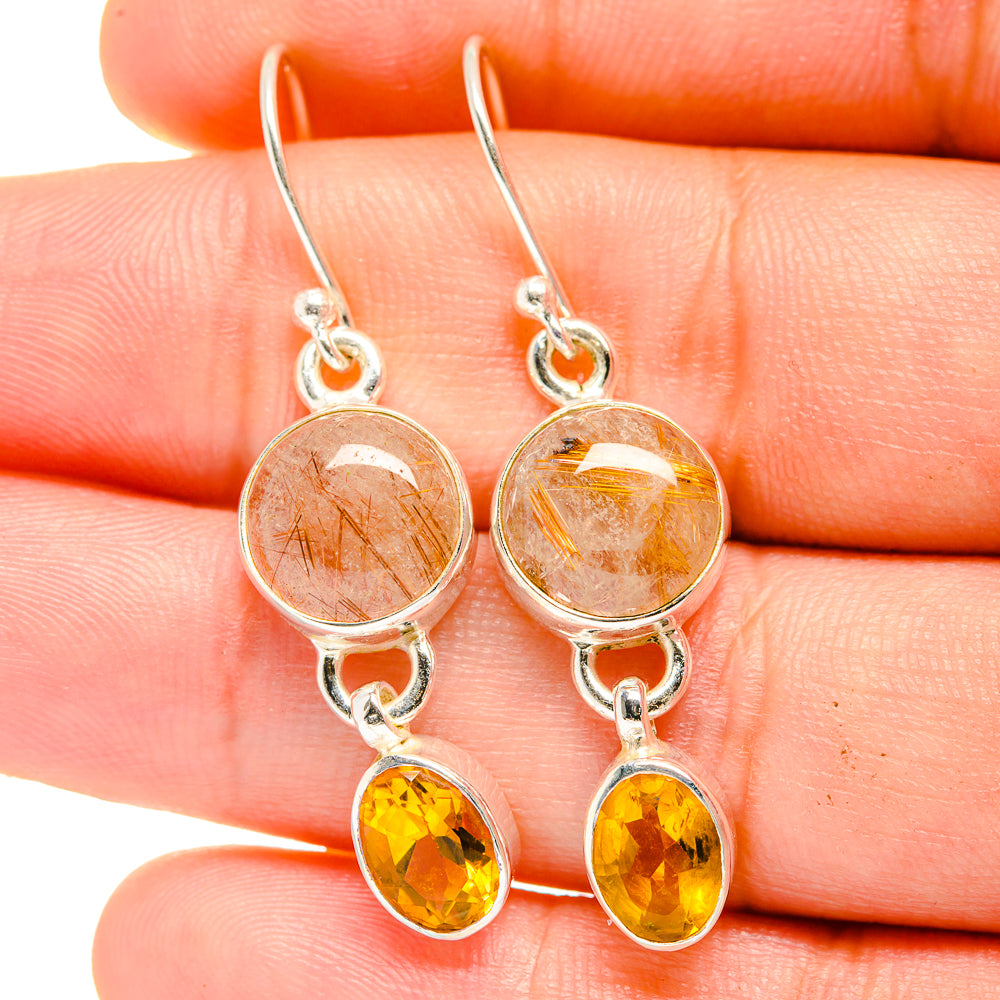 Rutilated Quartz Earrings handcrafted by Ana Silver Co - EARR422415