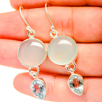 Aqua Chalcedony Earrings handcrafted by Ana Silver Co - EARR422418