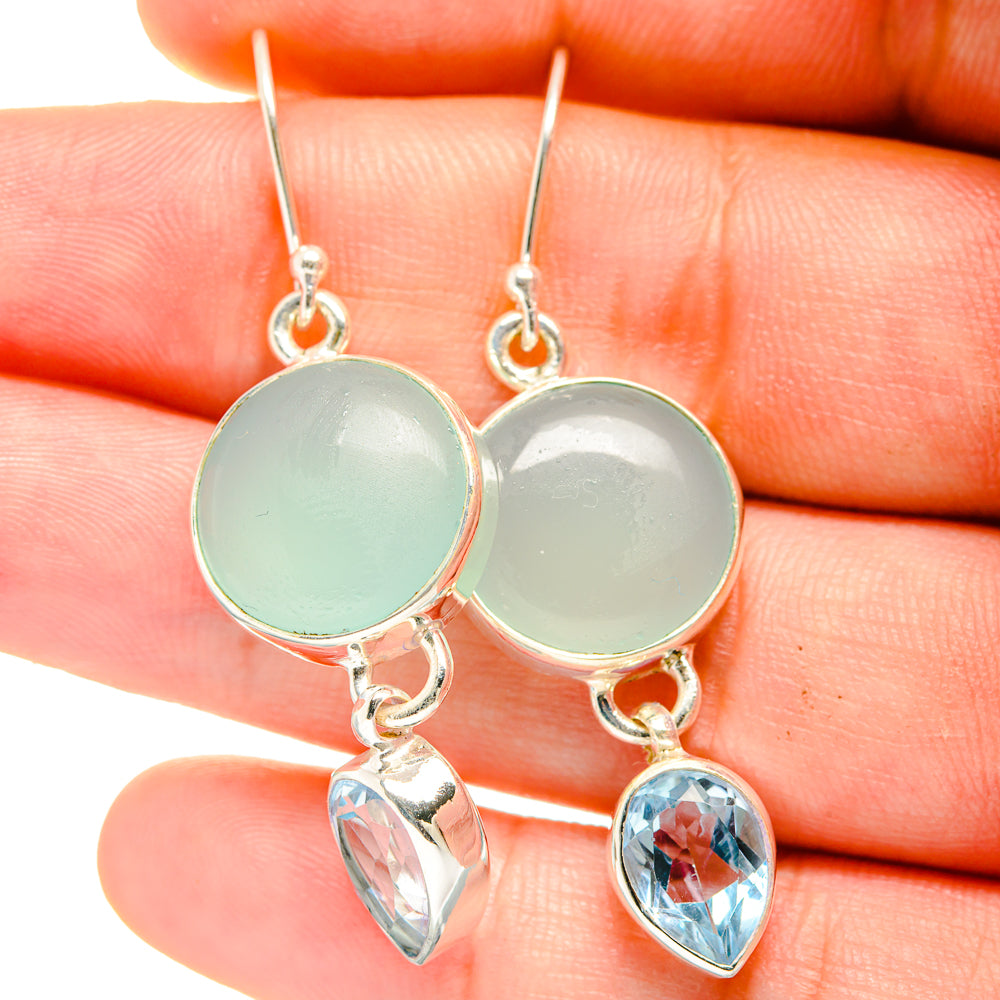 Aqua Chalcedony Earrings handcrafted by Ana Silver Co - EARR422421