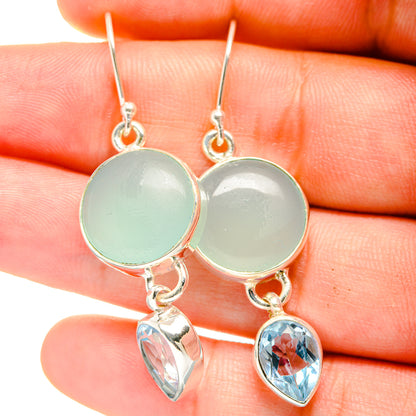 Aqua Chalcedony Earrings handcrafted by Ana Silver Co - EARR422421