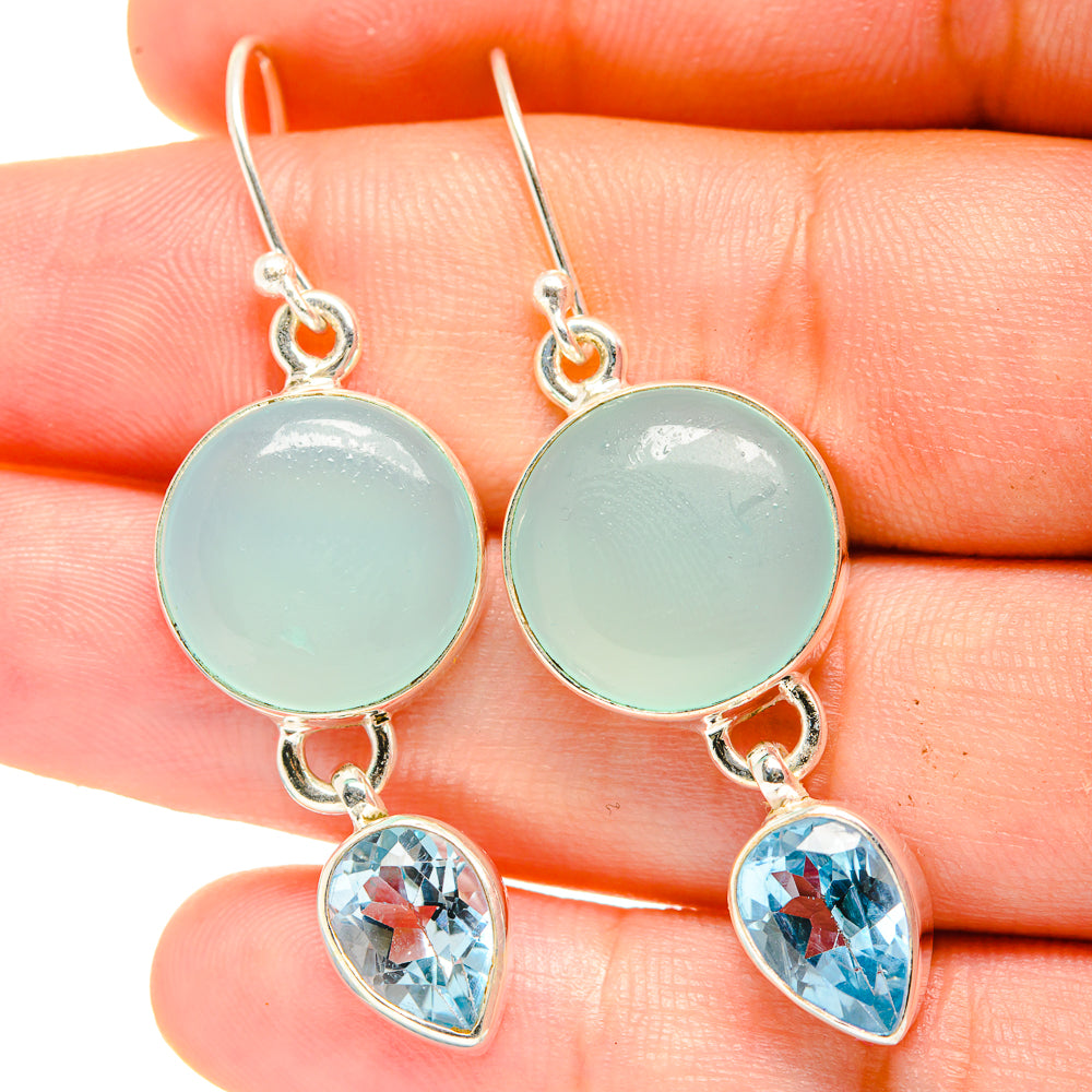 Aqua Chalcedony Earrings handcrafted by Ana Silver Co - EARR422424