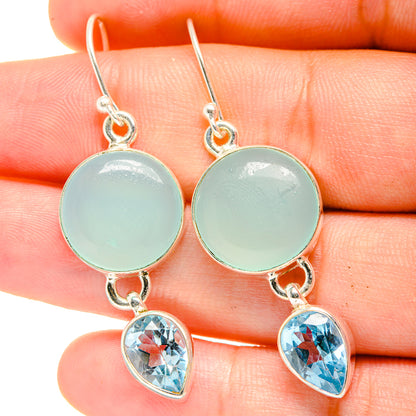 Aqua Chalcedony Earrings handcrafted by Ana Silver Co - EARR422424