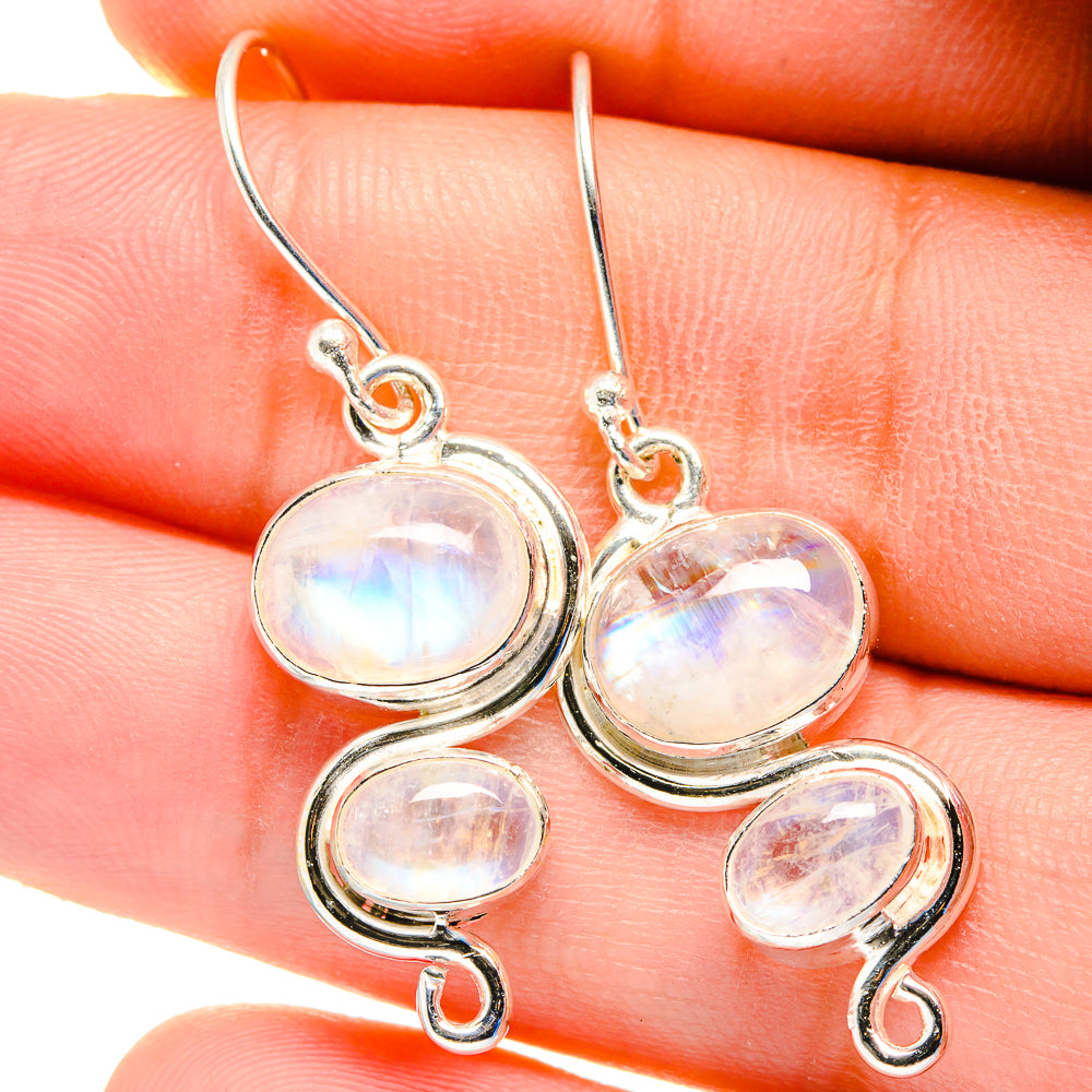 Rainbow Moonstone Earrings handcrafted by Ana Silver Co - EARR422449