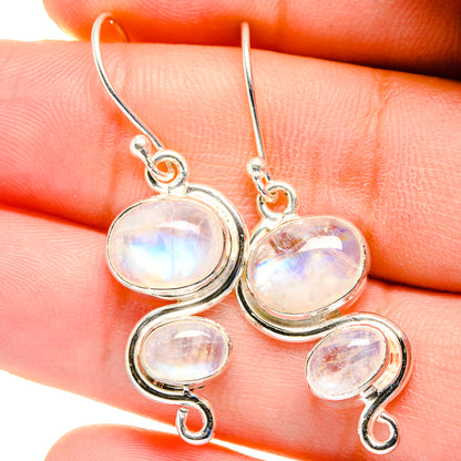 Rainbow Moonstone Earrings handcrafted by Ana Silver Co - EARR422449