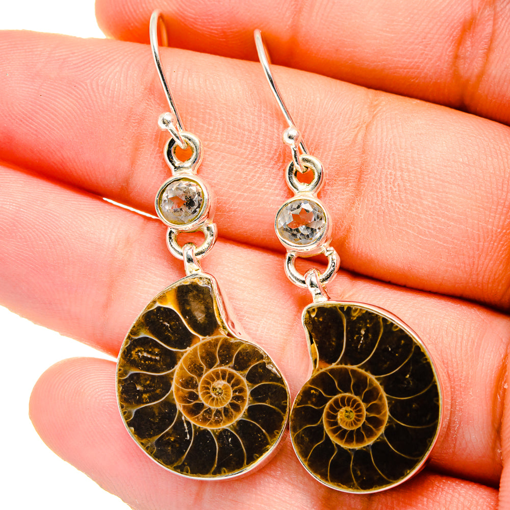 Ammonite Fossil Earrings handcrafted by Ana Silver Co - EARR422463