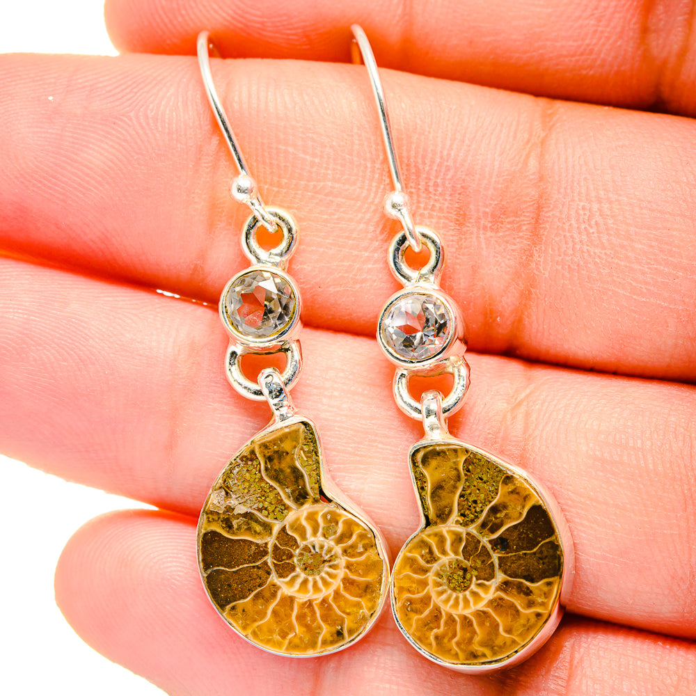 Ammonite Fossil Earrings handcrafted by Ana Silver Co - EARR422464