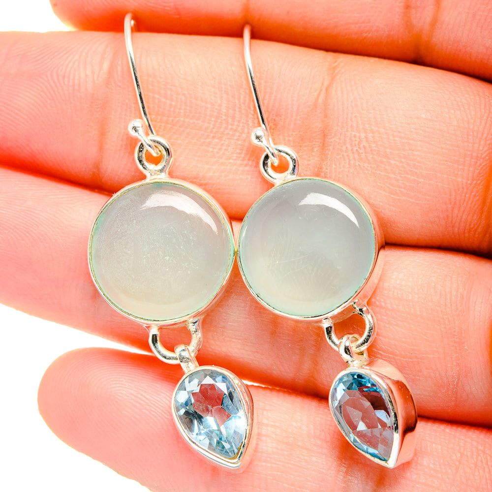 Aqua Chalcedony Earrings handcrafted by Ana Silver Co - EARR422465