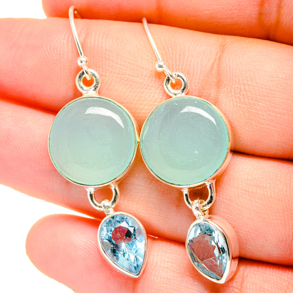 Aqua Chalcedony Earrings handcrafted by Ana Silver Co - EARR422467
